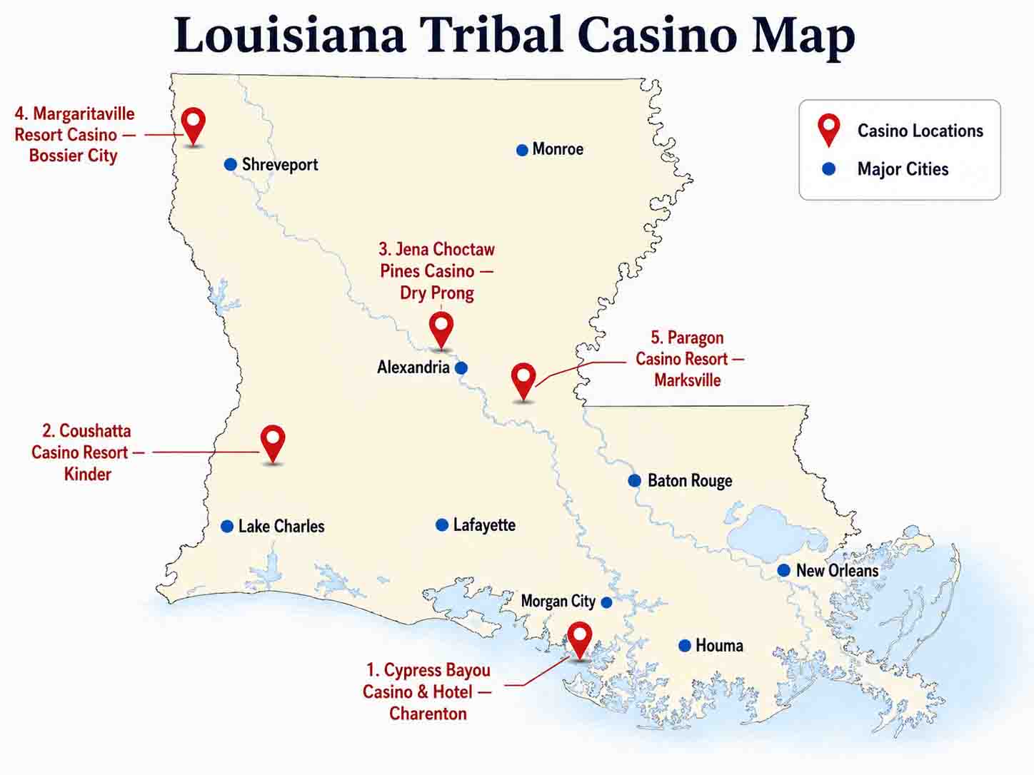 Tribal casino map - Louisiana